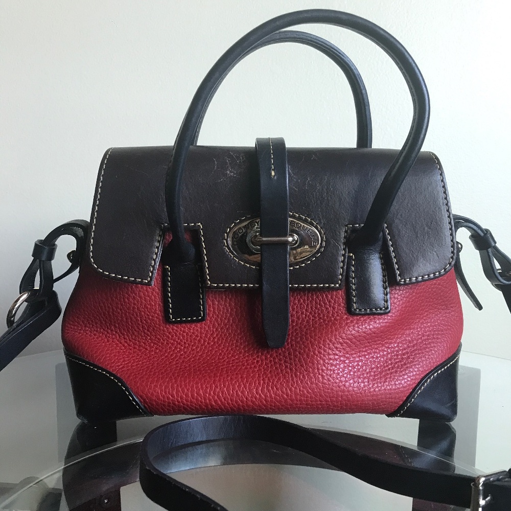 Dooney & Bourke Red, Black and Brown Leather Hobo with Crossbody (J11570077)